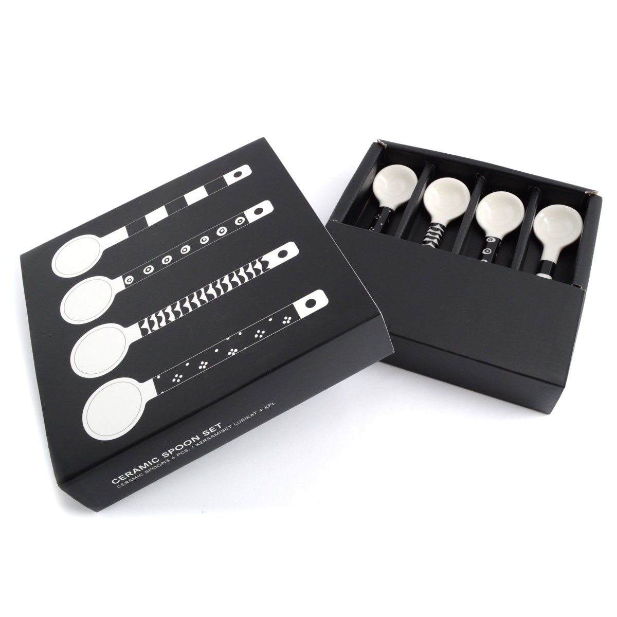 マリメッコ marimekko 067492 190 white/black SPOON 4 PCS 磁器製 スプーン 4本セット