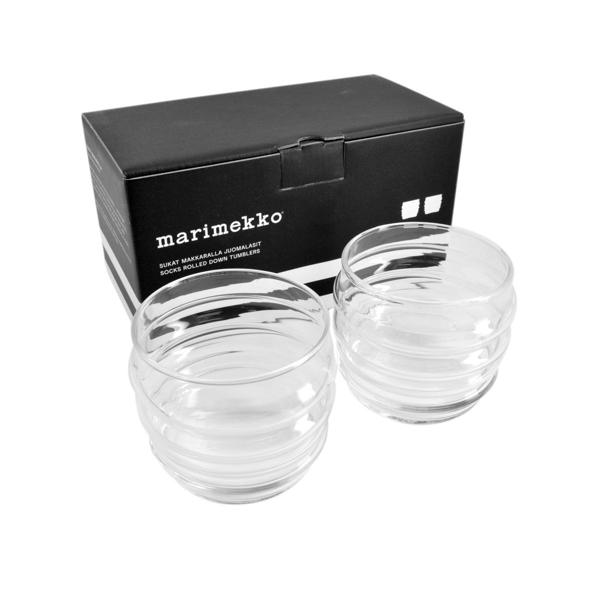 マリメッコ marimekko 063942 100 SUKAT MAKKARALLA TUMBLER 2pcs ペアタンブラー クリアグラス　2個セット
