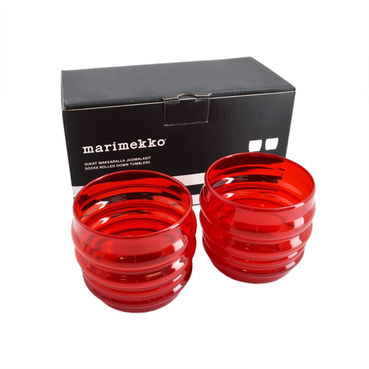 マリメッコ marimekko 063942 300 SUKAT MAKKARALLA TUMBLER 2pcs  ペアタンブラー カラーグラス　2個セット