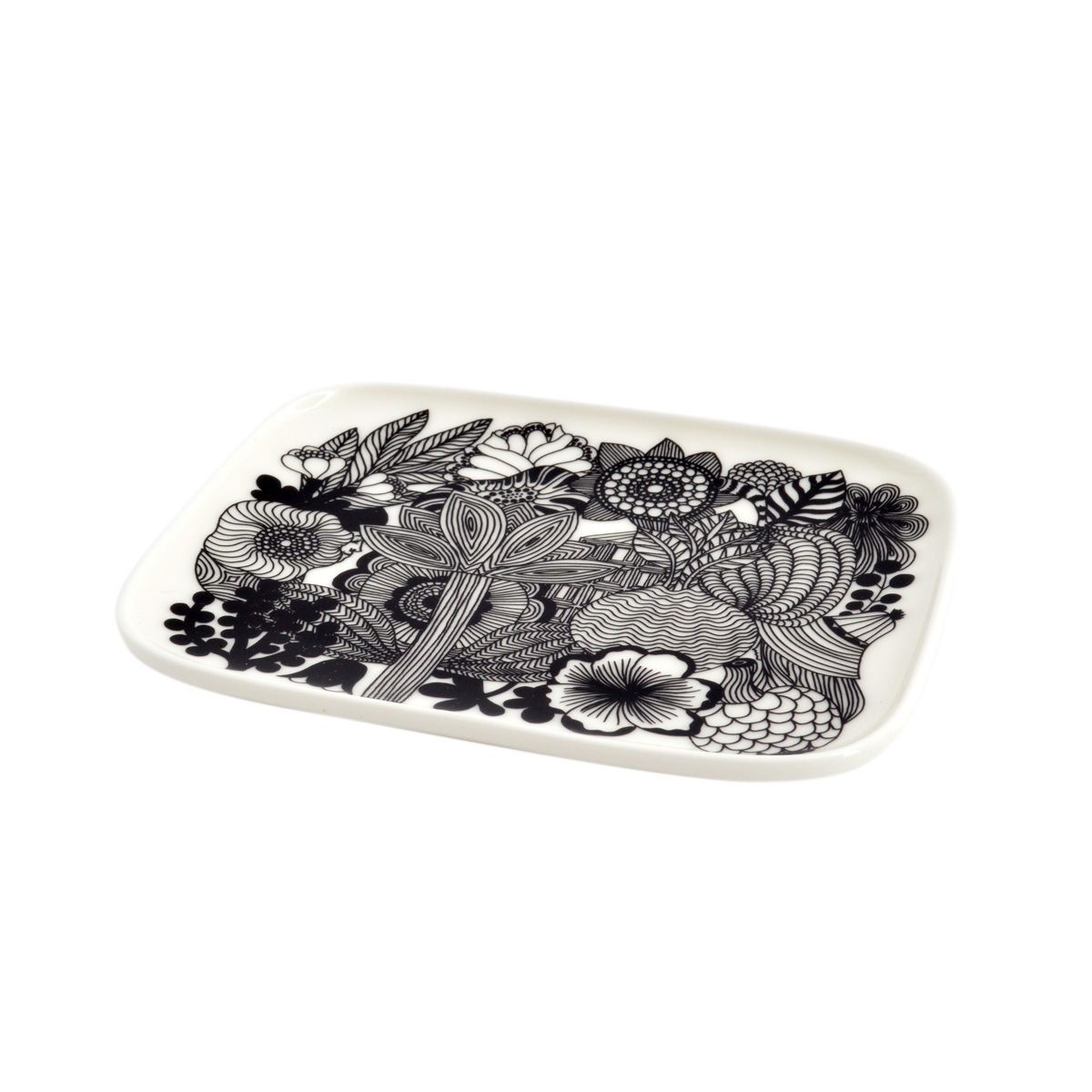 マリメッコ marimekko 067845 090 SIIRTOLAPUUTARHA PLATE 15×12cm スクエアプレート 角皿