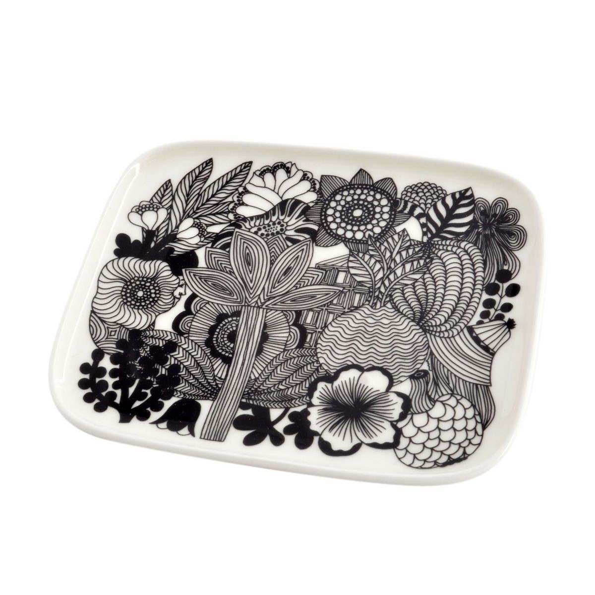 マリメッコ marimekko 067845 090 SIIRTOLAPUUTARHA PLATE 15×12cm スクエアプレート 角皿