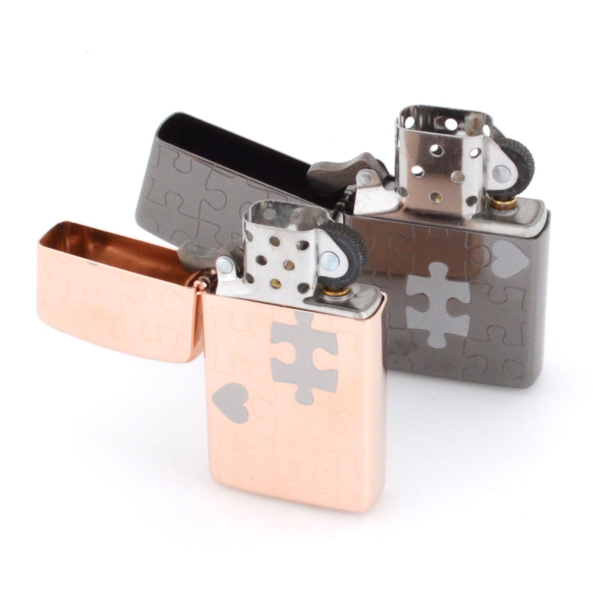 ジッポー Zippo ZP003 【white clover×Zippo】 ペアZippo ライターセット 「パズル」 ２つ合わせると、ひとつの絵柄が現れるシェアデザインが魅力的♪