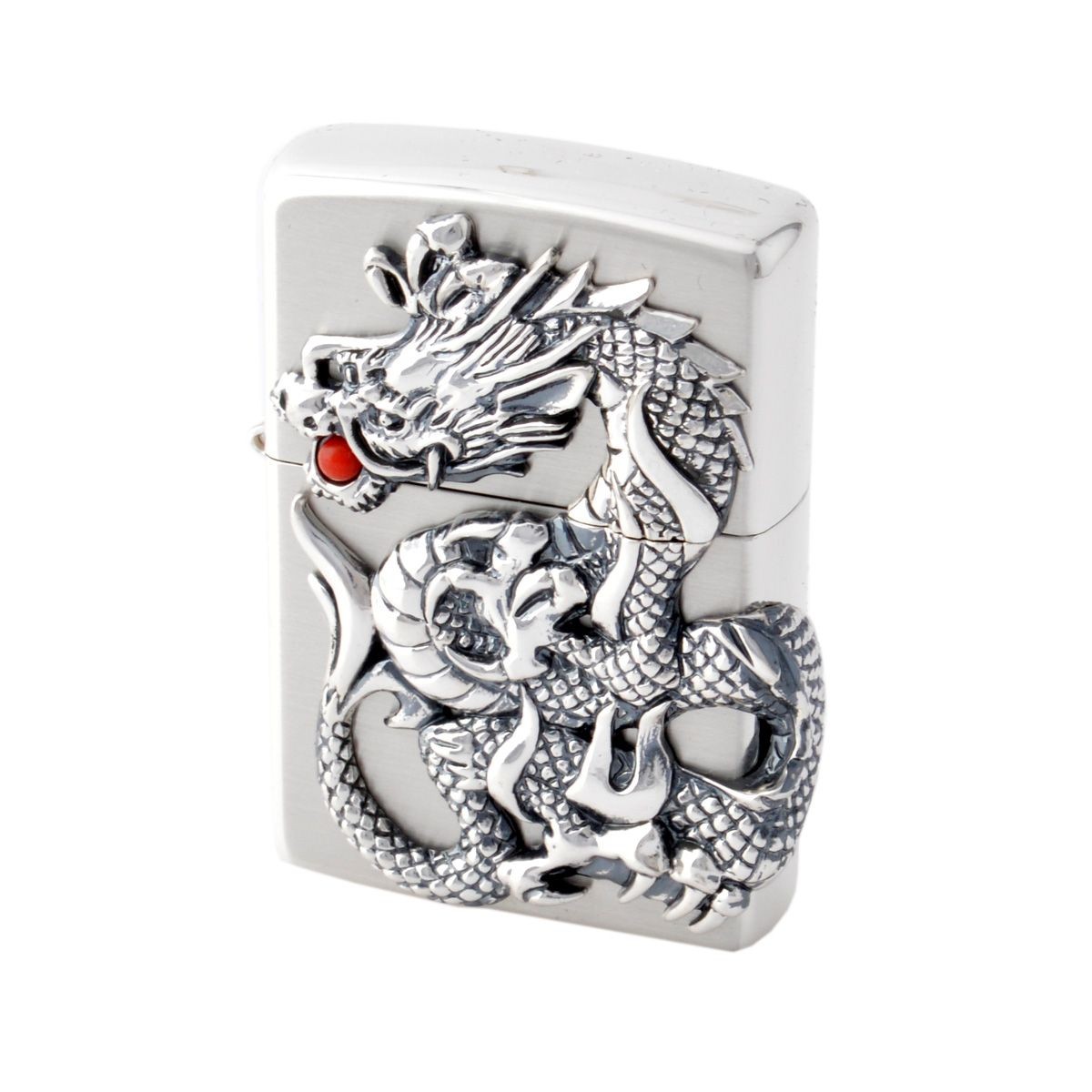 ジッポー Zippo ドラゴンメタル銀サテーナ  オイルライター 喫煙具