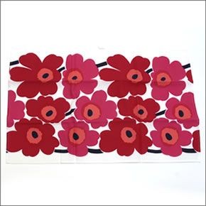 マリメッコ  UNIKKO TEA TOWEL ウニッコ柄 ティータオル キッチンクロス 47cm×70cm 2枚セット  066943 001 white/red