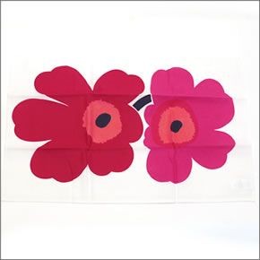 マリメッコ  UNIKKO TEA TOWEL ウニッコ柄 ティータオル キッチンクロス 47cm×70cm 2枚セット  066943 001 white/red