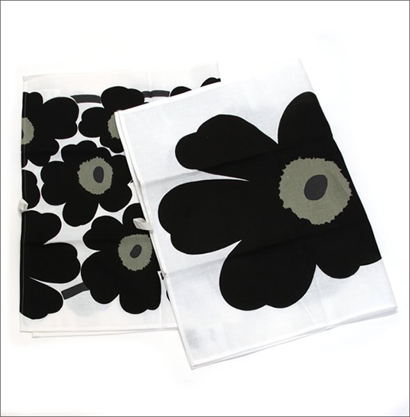 マリメッコ  UNIKKO TEA TOWEL ウニッコ柄 ティータオル キッチンクロス 47cm×70cm 2枚セット  066943 030 white/black