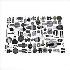 マリメッコ  PUUTARHURIN PARHAAT TEA TOWEL  ガーデニングモチーフ ティータオル キッチンクロス 47cm×70cm 2枚セット  066948 960 white/black/green