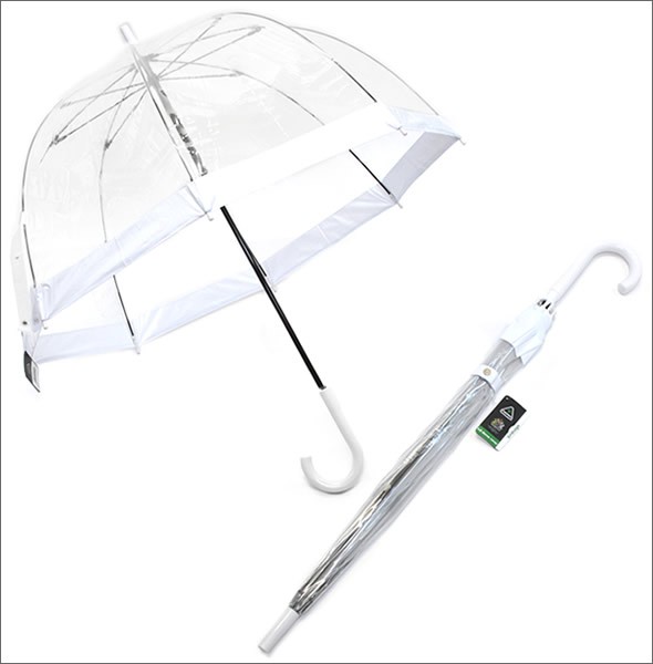 フルトン L041 015582 Birdcage-1 White バードケージ ビニール傘 長傘 エリザベス女王ご愛用モデル 鳥かごのようなドーム型のフォルムが魅力的なアンブレラ