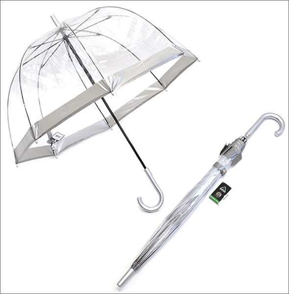 フルトン L041 015599 Birdcage-1 Silver バードケージ ビニール傘 長傘 エリザベス女王ご愛用モデル 鳥かごのようなドーム型のフォルムが魅力的なアンブレラ