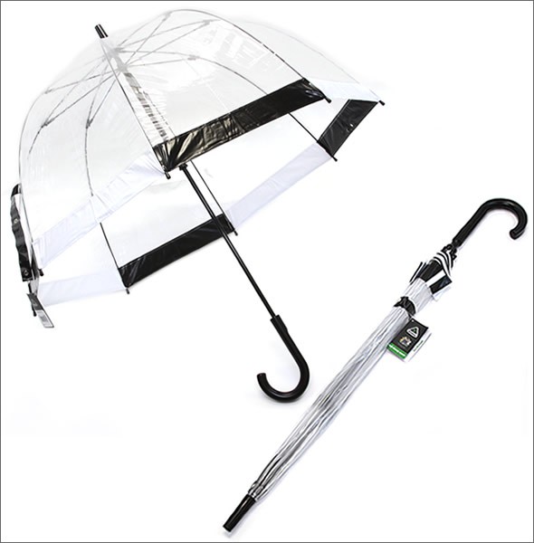 フルトン L041 015865 Birdcage-1 Black/White バードケージ ビニール傘 長傘 エリザベス女王ご愛用モデル 鳥かごのようなドーム型のフォルムが魅力的なアンブレラ