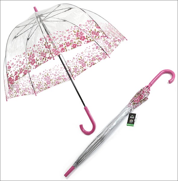 フルトン L042 024744 Birdcage-2 Floral Border バードケージ ビニール傘 長傘 エリザベス女王ご愛用モデル 鳥かごのようなドーム型のフォルムが魅力的なアンブレラ