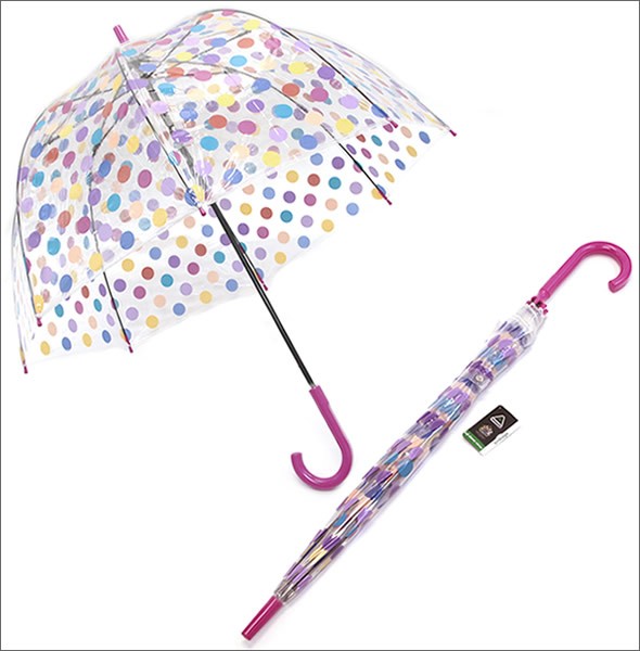 フルトン L042 024768 Birdcage-2 Small Spots バードケージ ビニール傘 長傘 エリザベス女王ご愛用モデル 鳥かごのようなドーム型のフォルムが魅力的なアンブレラ