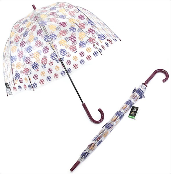 フルトン L042 026991 Birdcage-2 Brush Spot バードケージ ビニール傘 長傘 エリザベス女王ご愛用モデル 鳥かごのようなドーム型のフォルムが魅力的なアンブレラ