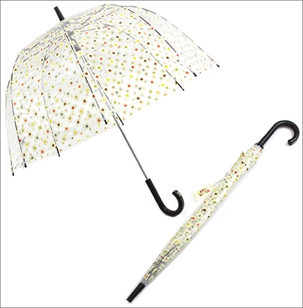 フルトン L746 018590 Birdcage-2 Multi Flower Check 「Orla Kiely」オーラカイリー コラボモデル バードケージ ビニール傘 長傘 鳥かごのようなドーム型のフォルムが魅力的なアンブレラ