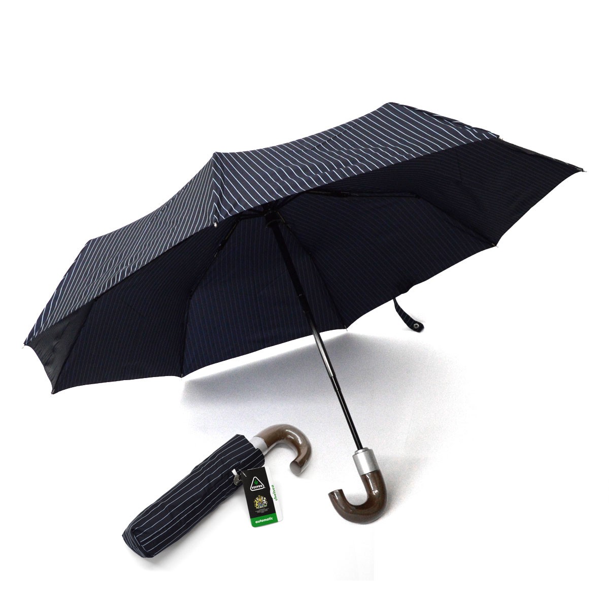 フルトン Fulton G818 024188 Chelsea-2 City Stripe Navy/Cloud 折りたたみ傘 アンブレラ 英国王室御用達ブランド