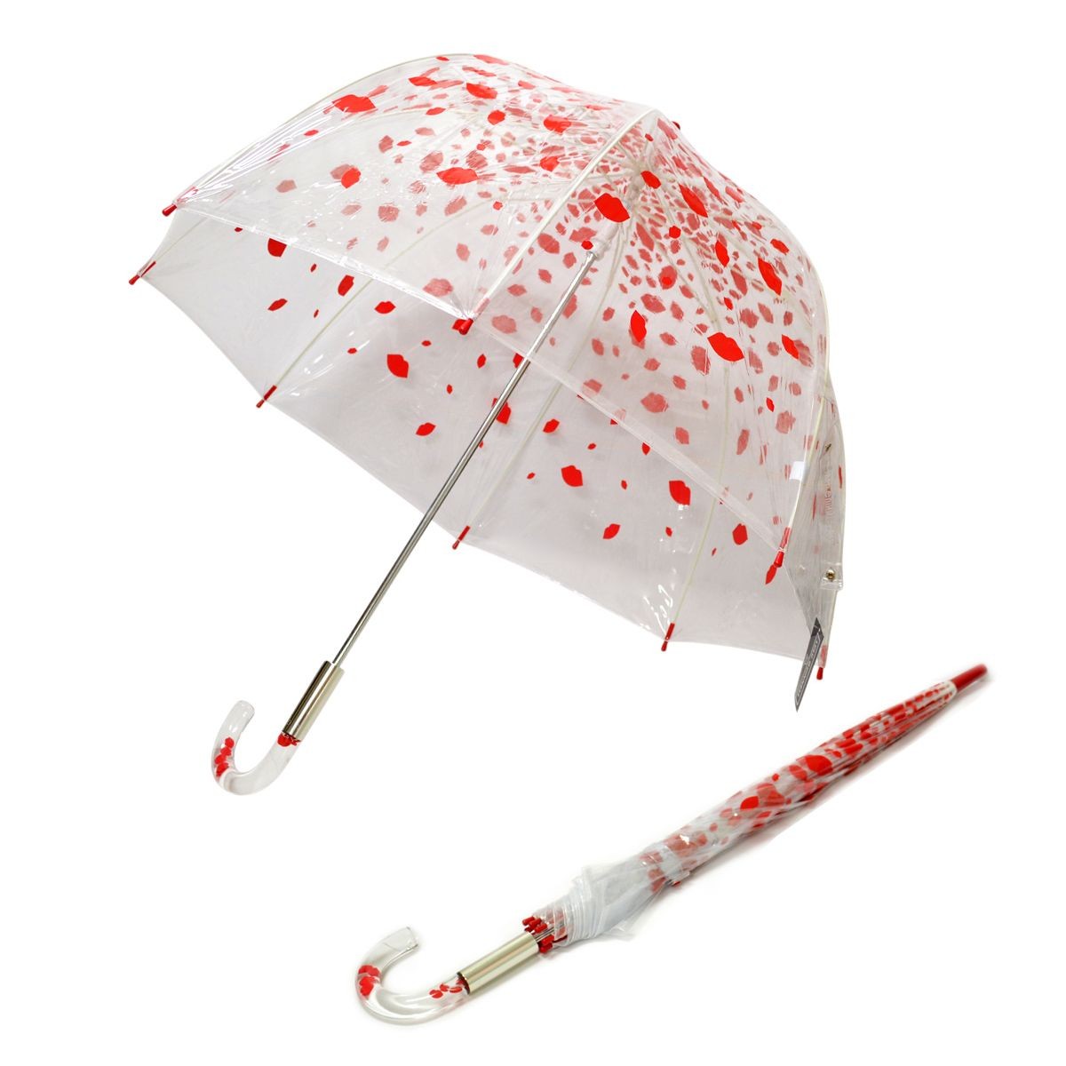 フルトン Fulton L719 029268 Birdcage-2 Raining Lips  「Lulu Guinness」ルルギネス コラボモデル バードケージ ビニール傘 長傘 鳥かごのようなドーム型のフォルムが魅力的なアンプレラ
