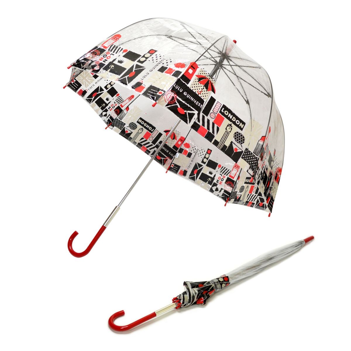 フルトン Fulton L719 030387 Birdcage-2 London Print  「Lulu Guinness」ルルギネス コラボモデル バードケージ ビニール傘 長傘 鳥かごのようなドーム型のフォルムが魅力的なアンプレラ