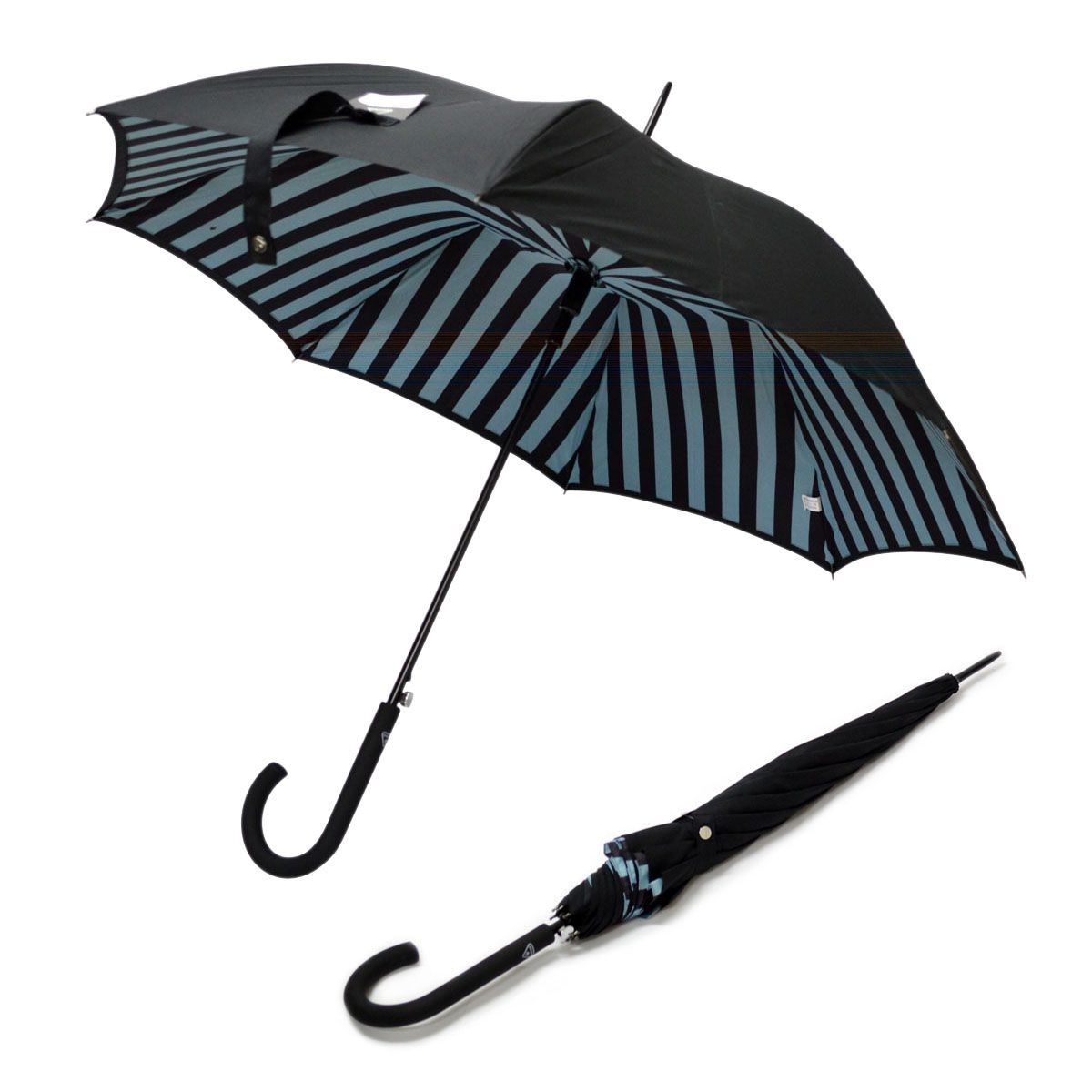 フルトン Fulton L754 030257 Bloomsbury-2 Block Stripe  ワンタッチ ジャンプ傘 自動開き 長傘 2重構造 ブルームズバリー アンブレラ 表と裏で異なるデザインが魅力的♪