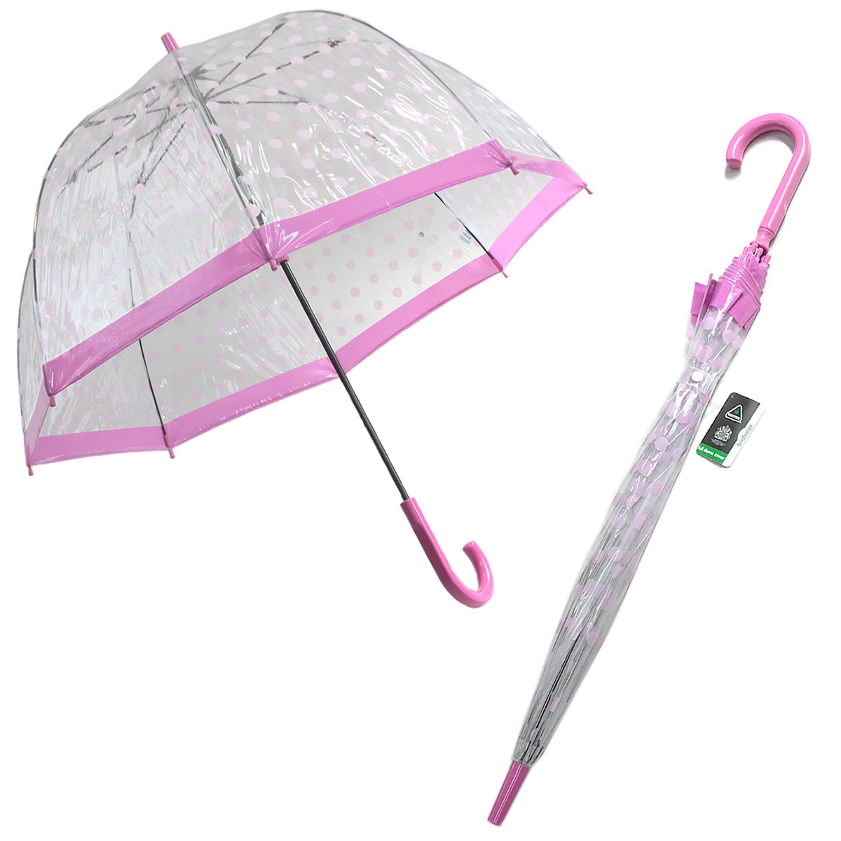 フルトン Fulton L042 031483 Birdcage-2 Pink Polka バードケージ ビニール傘 長傘 エリザベス女王ご愛用モデル 鳥かごのようなドーム型のフォルムが魅力的なアンプレラ