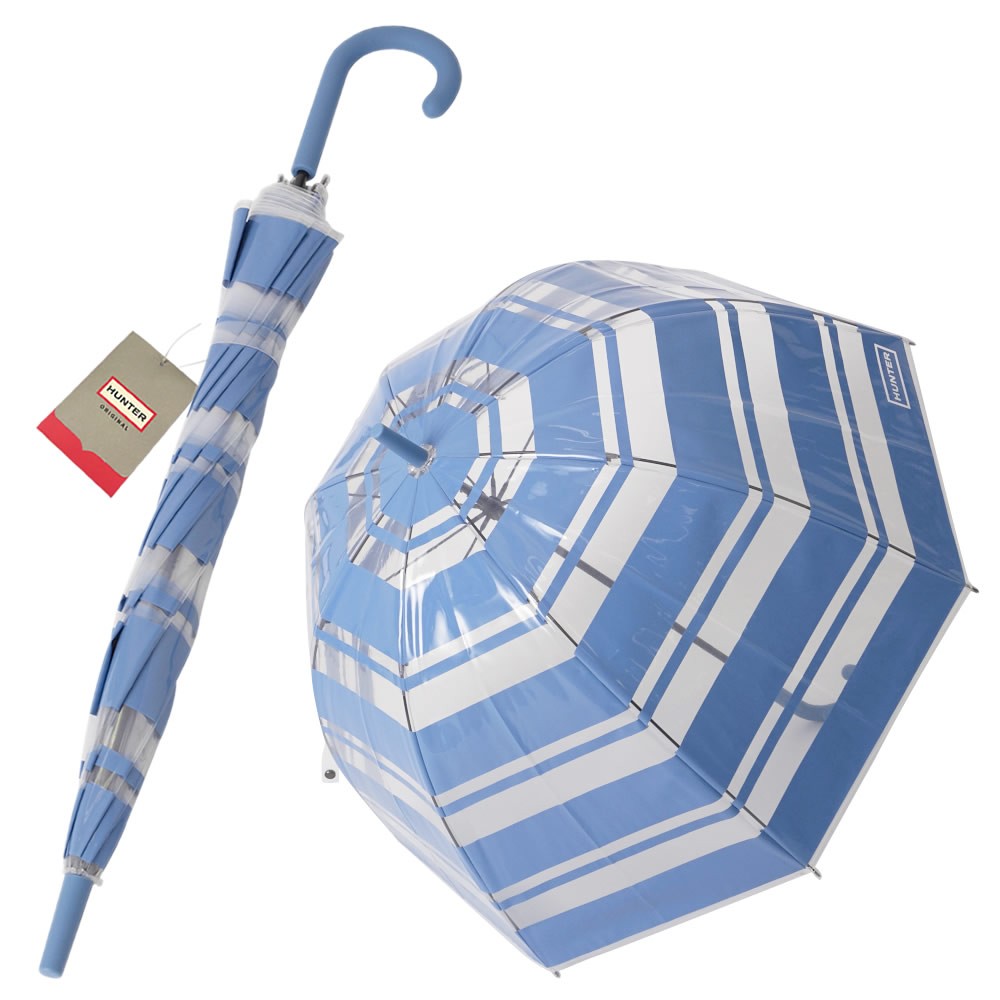 ハンター HUNTER WAU2045PPE-BLU オリジナル ボーダー プリント バブル アンブレラ ビニール傘 長傘 Original Printed Bubble