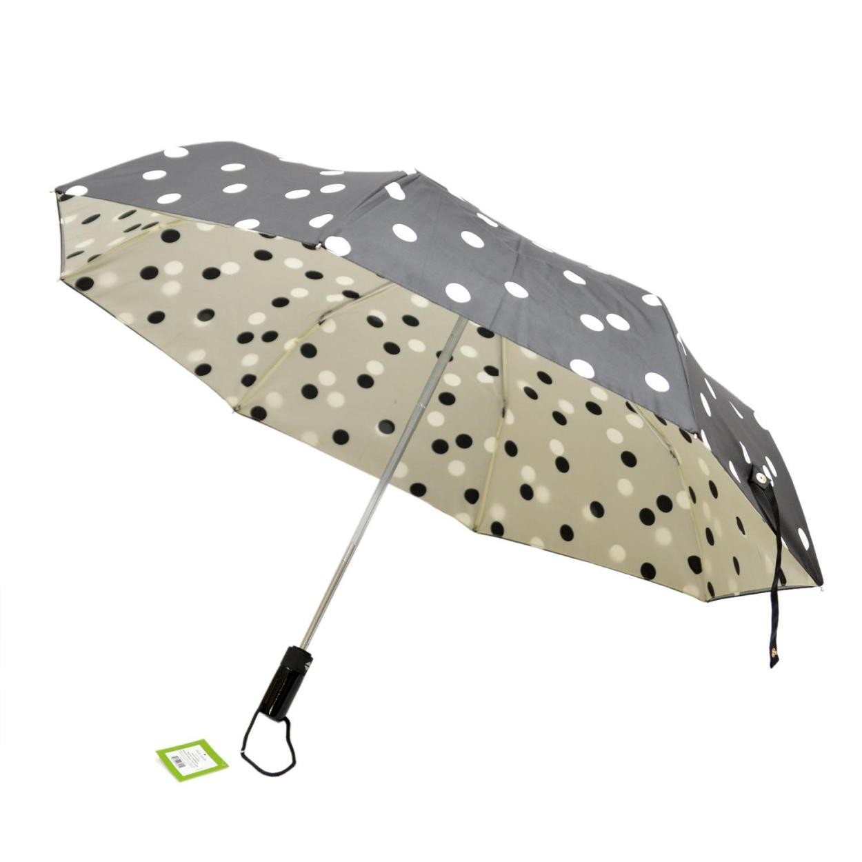 ケイトスペード Kate Spade 154855 black and cream deco dot travel umbrella  ワンタッチ オートオープン 自動開き 折りたたみ傘 アンブレラ