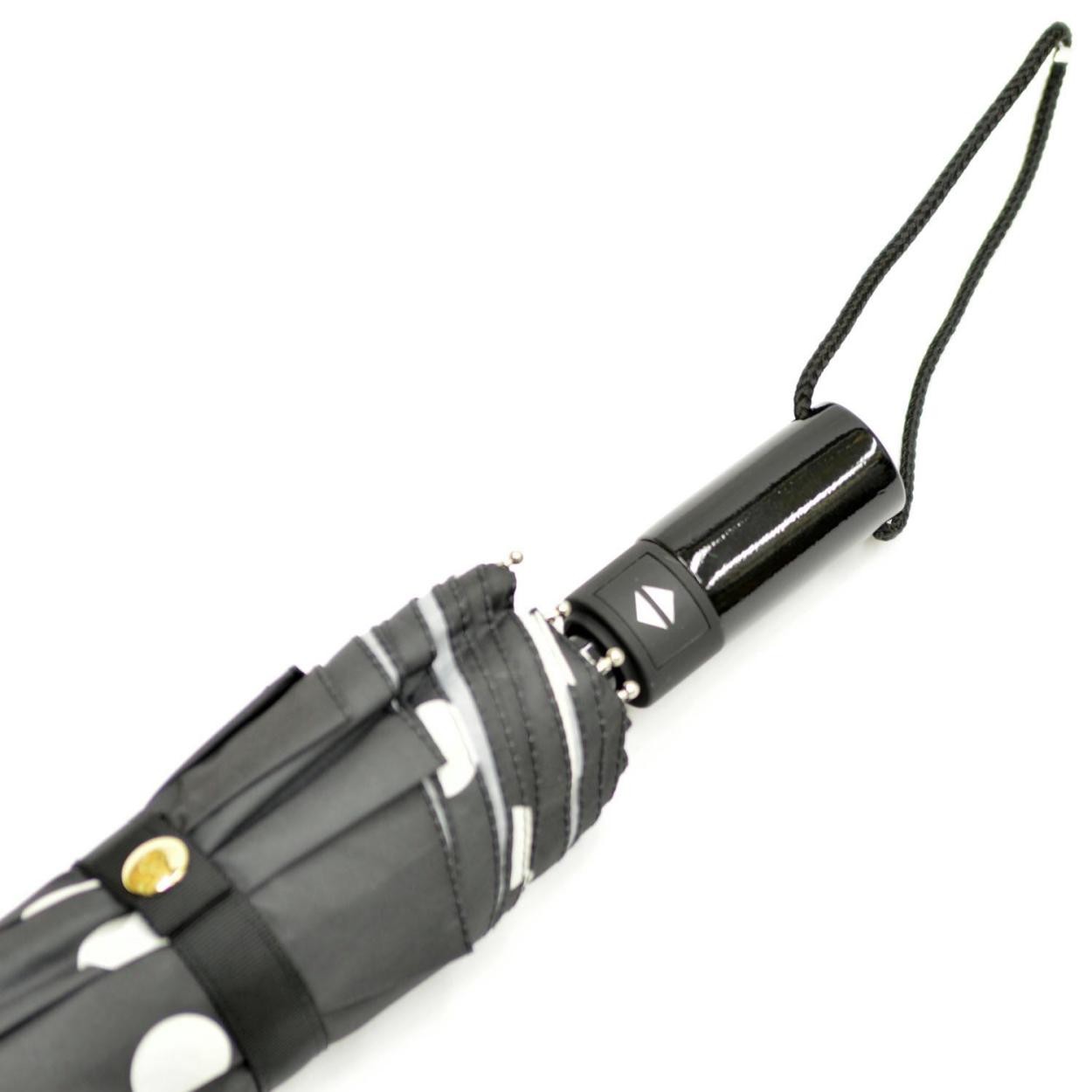 ケイトスペード Kate Spade 154855 black and cream deco dot travel umbrella  ワンタッチ オートオープン 自動開き 折りたたみ傘 アンブレラ