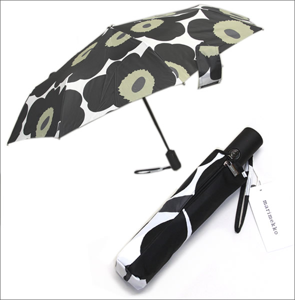 マリメッコ PIENI UNIKKO AUTO-OPEN/CLOSE LUX ウニッコ柄 ワンタッチ オートオープン 折りたたみ傘 アンブレラ  038643 030 white/black/olive