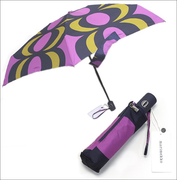 マリメッコ KAIVO AUTO-OPEN/CLOSE UMBRELLA カイヴォ レトロモダンな泉のモチーフ ワンタッチ オートオープン 折りたたみ傘 アンブレラ   038646 356 pink/navy/olive