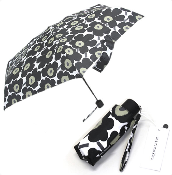 マリメッコ MINI-UNIKKO MINI MANUAL UMBRELLA ミニウニッコ柄 ミニマニュアル コンパクト 折りたたみ傘 アンブレラ  038653 030 white/black/olive