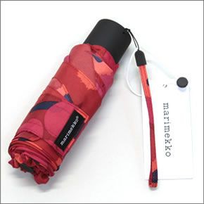 マリメッコ MINI-UNIKKO MINI MANUAL UMBRELLA ミニウニッコ柄 ミニマニュアル コンパクト 折りたたみ傘 アンブレラ  038653 301 red/dark red