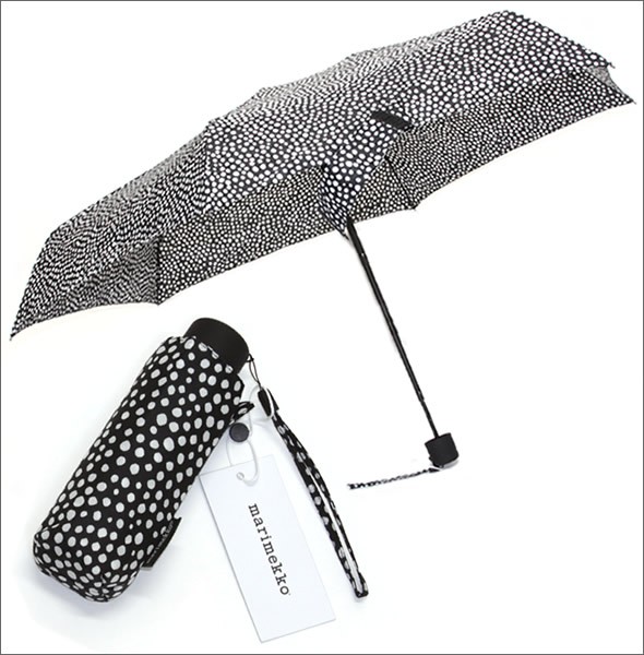 マリメッコ PIRPUT PARPUT MINI MANUAL UMBRELLA ピルプトパルプト ドット柄 ミニマニュアル コンパクト 折りたたみ傘 アンブレラ  038655 910 black/ white