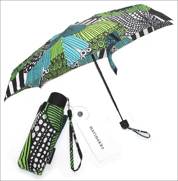 マリメッコ SIIRTOLAPUUTARHA MINI MANUAAL シィールトラプータルハ 菜園モチーフ ミニマニュアル コンパクト 折りたたみ傘 アンブレラ  041405 160 white/green/black