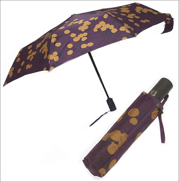 マリメッコ LUMIMARJA  AUTO-OPEN/CLOSE LUX ルミマルヤ 雪いちご ワンタッチ オートオープン 折りたたみ傘 アンブレラ  038645 480 purple/gold/brown