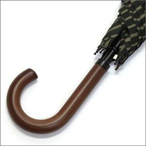 マリメッコ PICCOLO STICK UMBRELLA 040502 544 dark green/olive ピッコロストライプ ワンタッチ スティック傘 長傘 アンブレラ