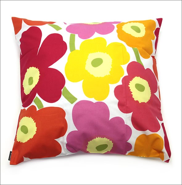 マリメッコ  PIENI UNIKKO CUSHION COVER 50X50cm ウニッコ柄 クッションカバー 063520 201 white/orange/pink