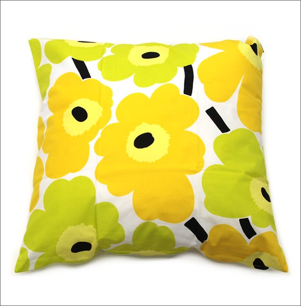 マリメッコ  PIENI UNIKKO CUSHION COVER 50X50cm ウニッコ柄 クッションカバー  064163 020 white/yellow/lime