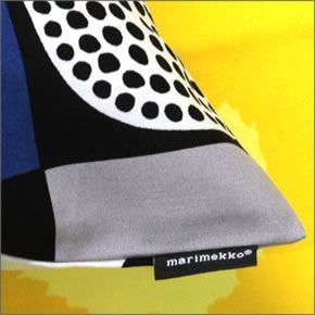 マリメッコ  KONTTI CUSHION COVER 50X50cm コンッティ 幾何学模様 クッションカバー  067031 920 black/yellow/grey/mint