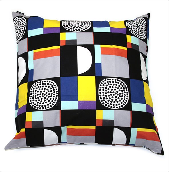 マリメッコ  KONTTI CUSHION COVER 50X50cm コンッティ 幾何学模様 クッションカバー  067031 920 black/yellow/grey/mint