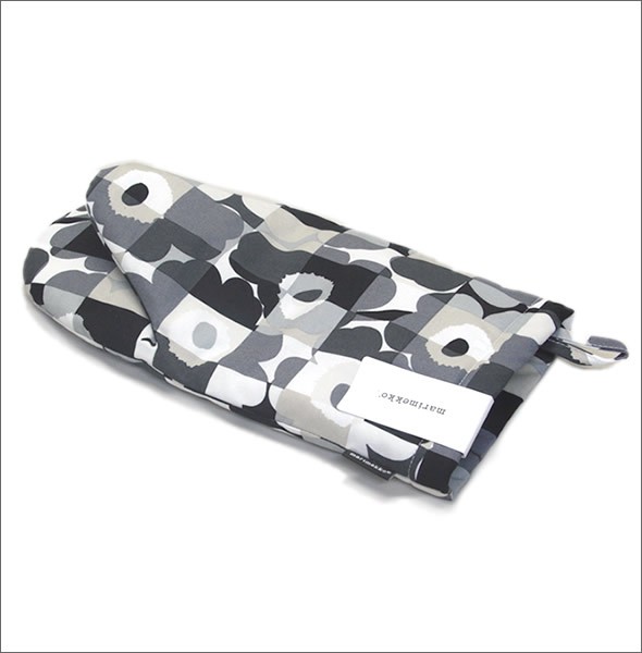 マリメッコ 067384 990 black/grey MINI RUUTU-UNIKKO OVEN MITTEN ミニウニッコ柄×チェック オーブンミトン 鍋つかみ