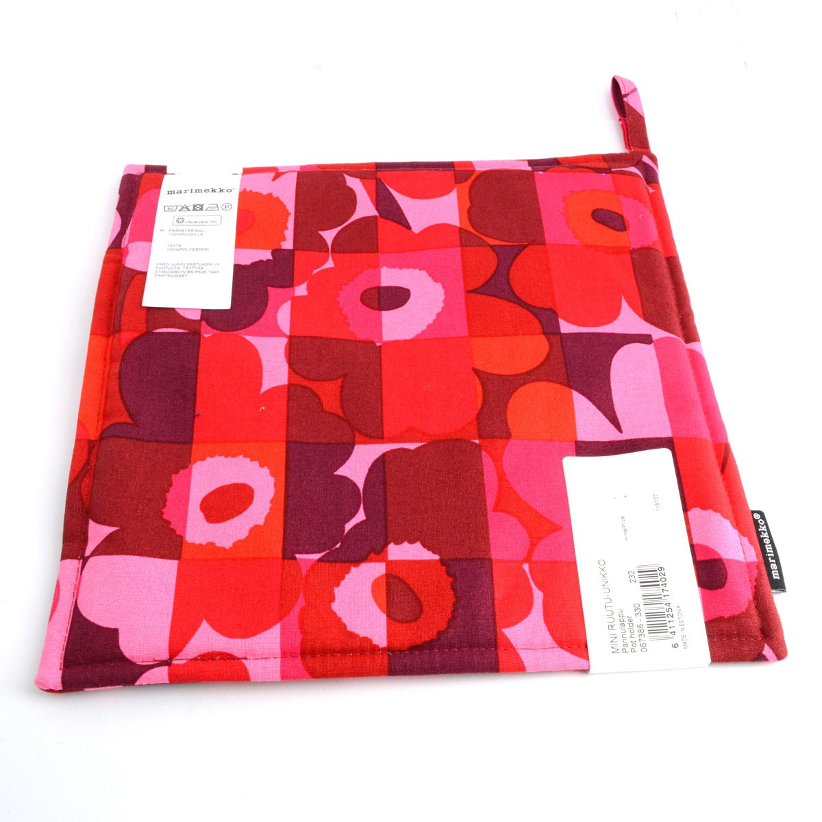 マリメッコ marimekko 067386 330 red/pink MINI RUUTU-UNIKKO POT HOLDER 鍋敷 ポットホルダー