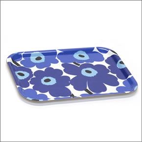 マリメッコ  PIENI UNIKKO PLYWOOD TRAY ウニッコ柄 トレイ キッチントレー 20cm×27cm 064863 017 white/blue