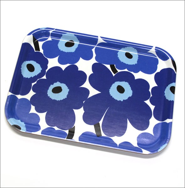 マリメッコ  PIENI UNIKKO PLYWOOD TRAY ウニッコ柄 トレイ キッチントレー 20cm×27cm 064863 017 white/blue