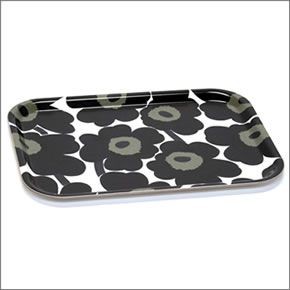 マリメッコ  PIENI UNIKKO PLYWOOD TRAY ウニッコ柄 トレイ キッチントレー 20cm×27cm 064863 030 white/black