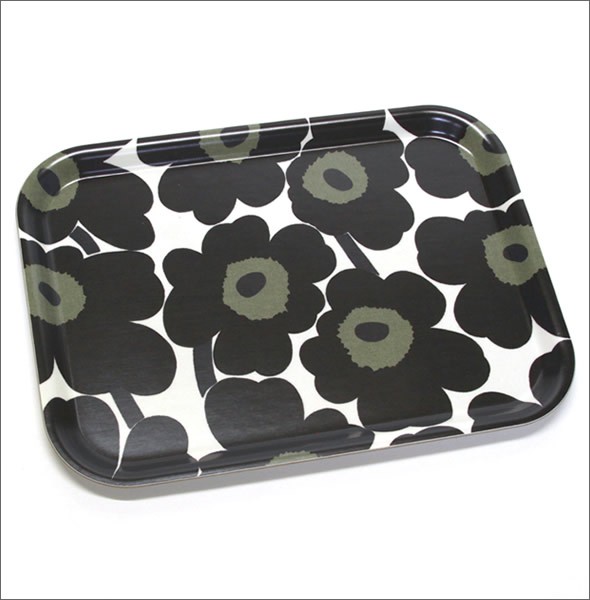 マリメッコ  PIENI UNIKKO PLYWOOD TRAY ウニッコ柄 トレイ キッチントレー 20cm×27cm 064863 030 white/black