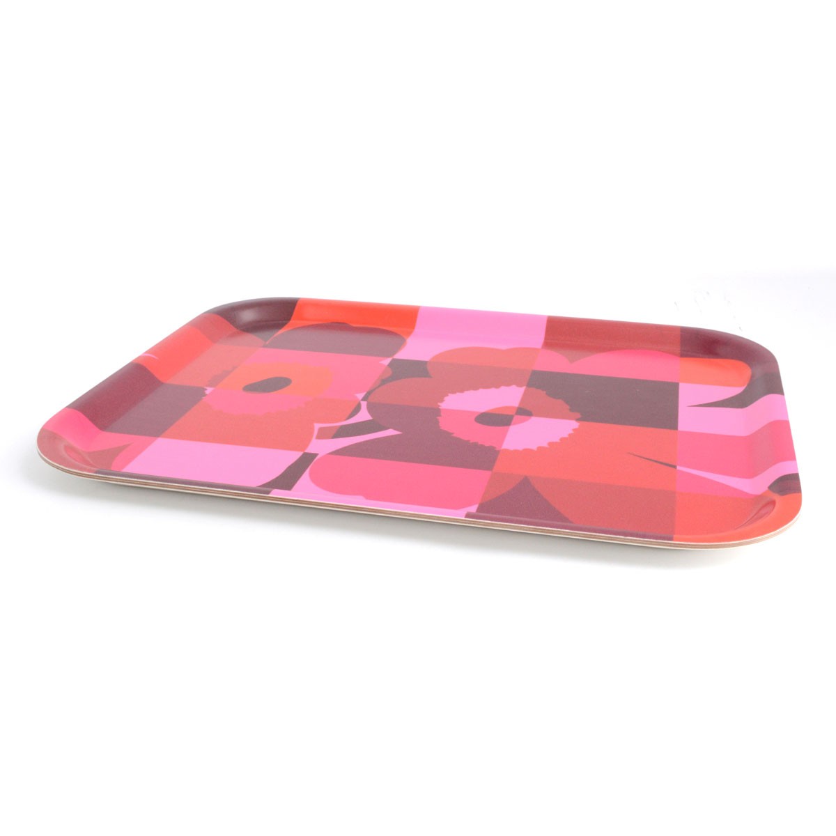 マリメッコ marimekko 067489 330 red/pink RUUTU-UNIKKO Plywood TRAY 27X20m トレイ キッチントレー
