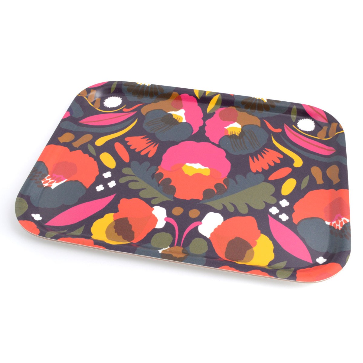 マリメッコ marimekko 067490 430 blum/red/yellow PIENI HATTARAKUKKA Plywood TRAY 27X20cm トレイ キッチントレー