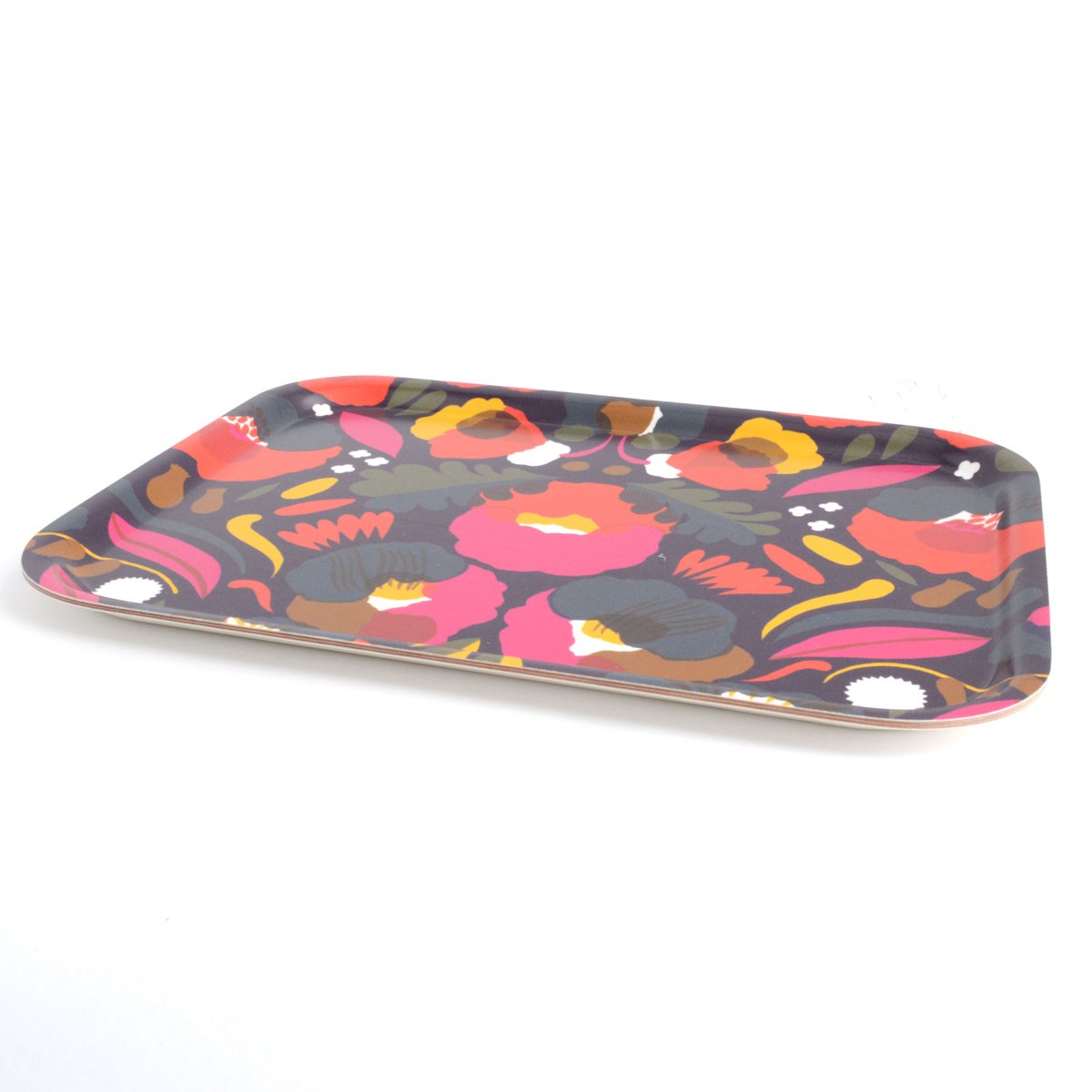 マリメッコ marimekko 067490 430 blum/red/yellow PIENI HATTARAKUKKA Plywood TRAY 27X20cm トレイ キッチントレー