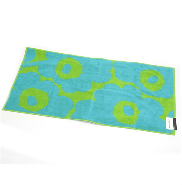 マリメッコ  UNIKKO HAND TOWEL ウニッコ柄 オーガニックコットン ハンドタオル 50cm×100cm ターコイズ/ライム 063630 650 Turquoise/Lime