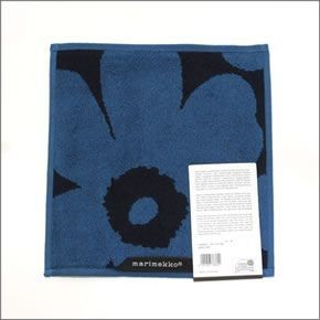 マリメッコ  UNIKKO MINI TOWEL ウニッコ柄 オーガニックコットン ミニタオル 25cm×25cm 063837 551 Blue/Blue