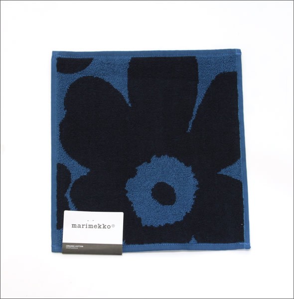 マリメッコ  UNIKKO MINI TOWEL ウニッコ柄 オーガニックコットン ミニタオル 25cm×25cm 063837 551 Blue/Blue